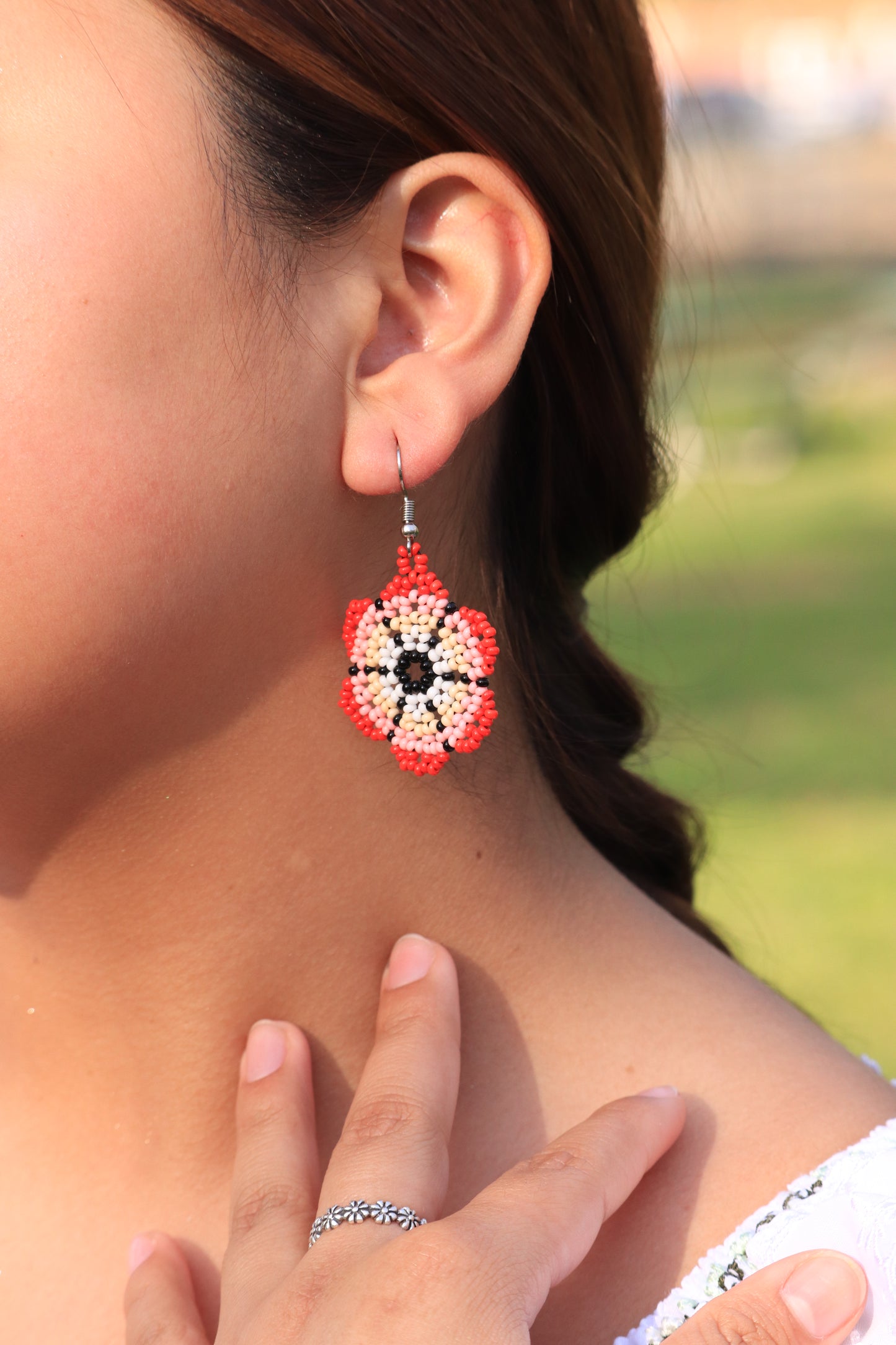 Flower beaded earrings