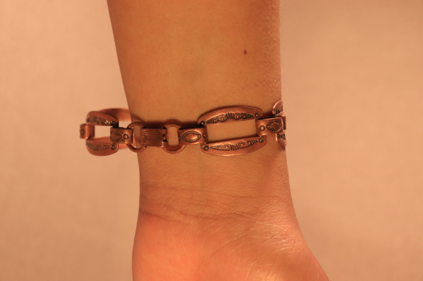 Stamped copper bracelet