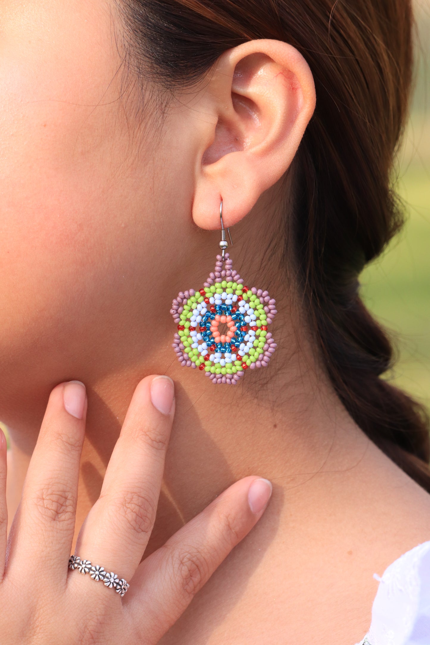 Flower beaded earrings