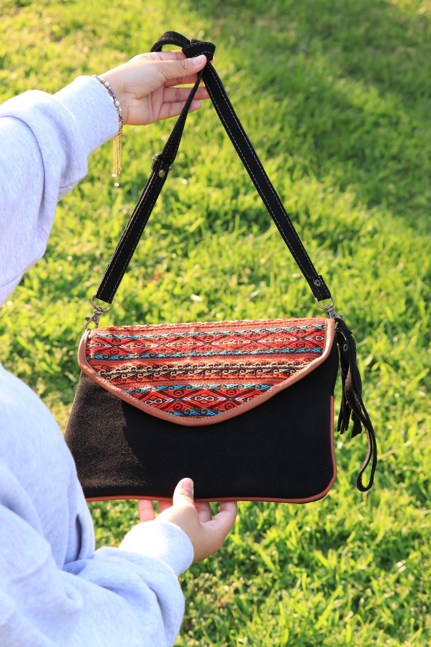 Black leather cross body bad