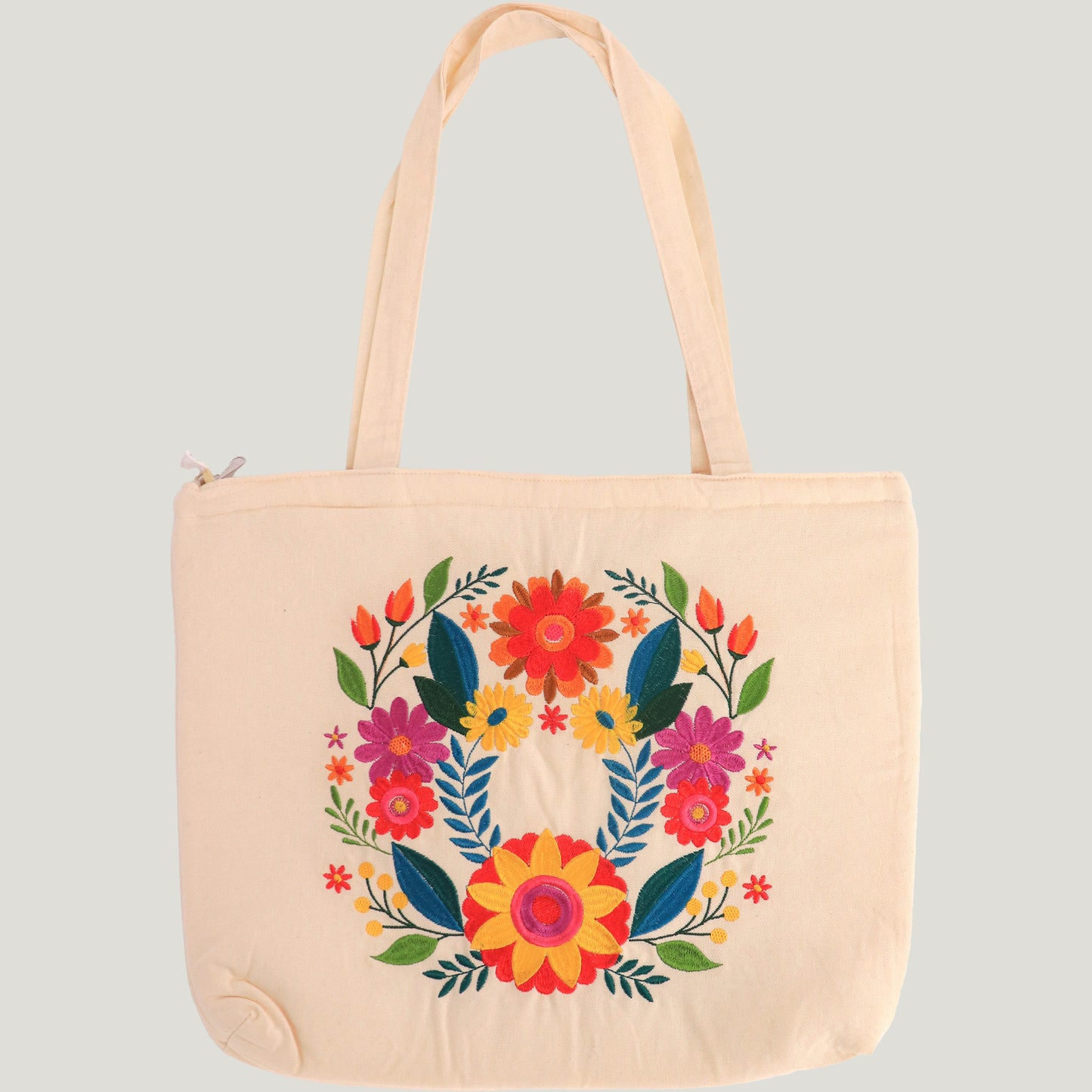 Embroidered Flowery Tote Bag