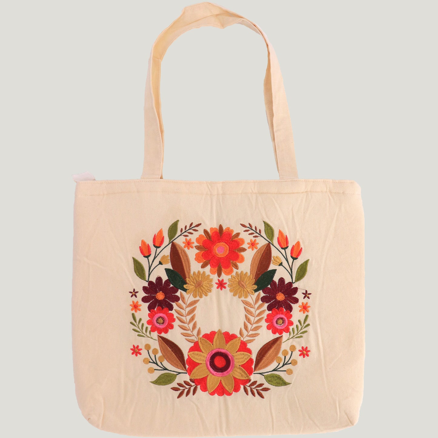 Embroidered Flowery Tote Bag