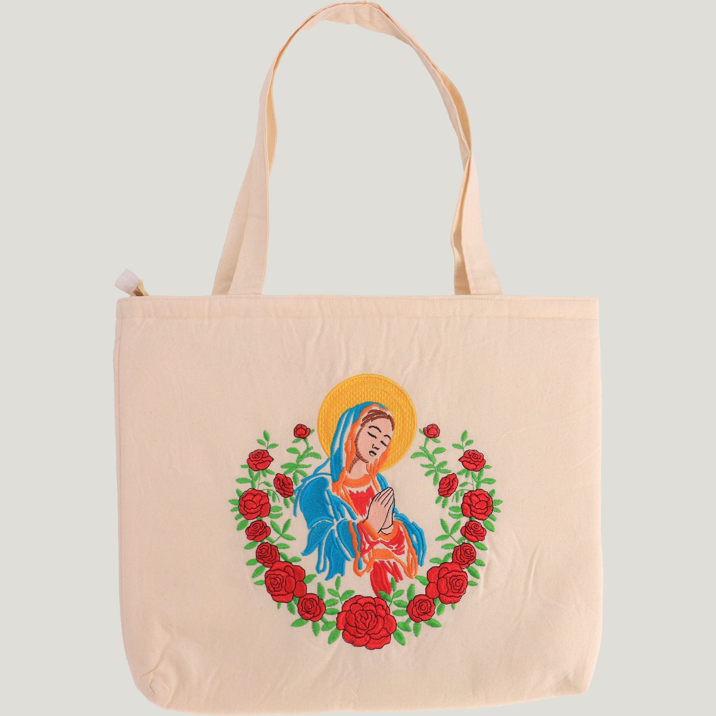 Embroidered Virgin Mary Tote Bag