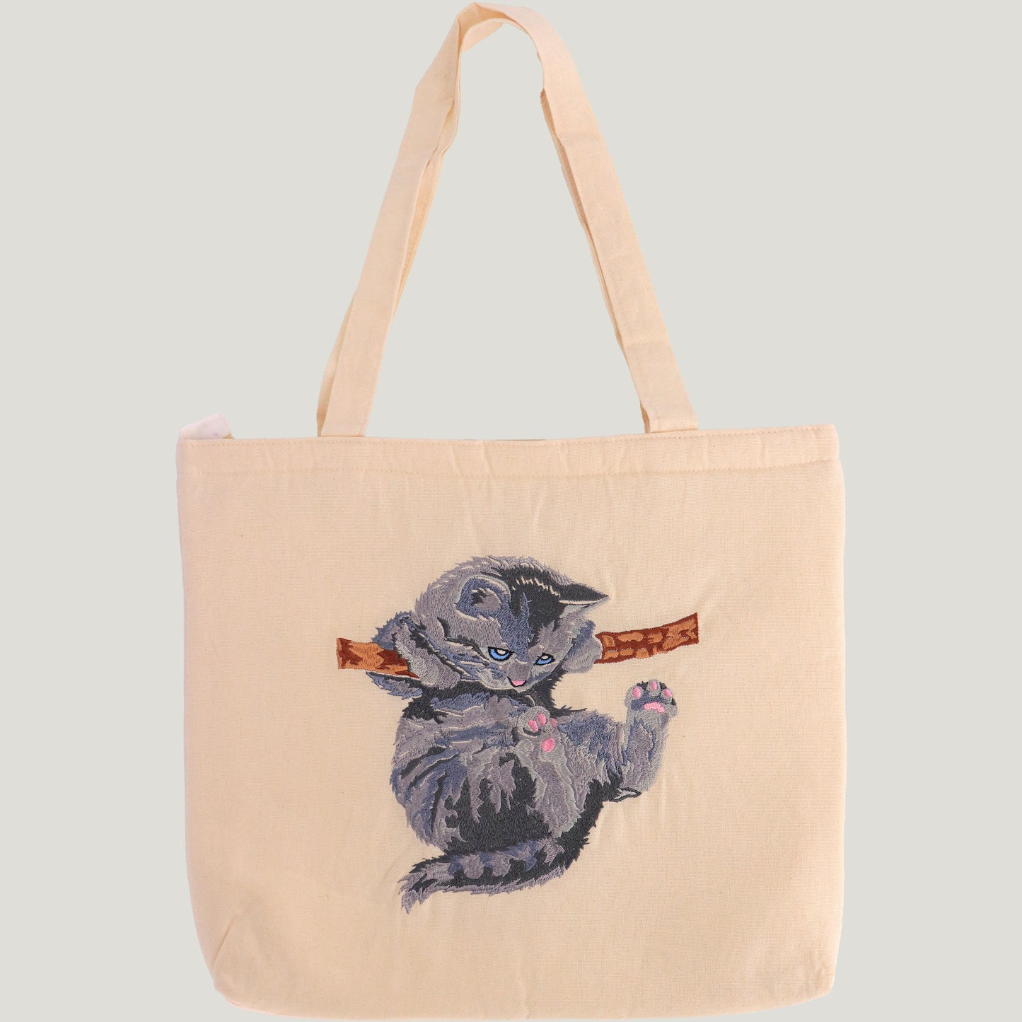 Embroidered Kitten Tote Bag