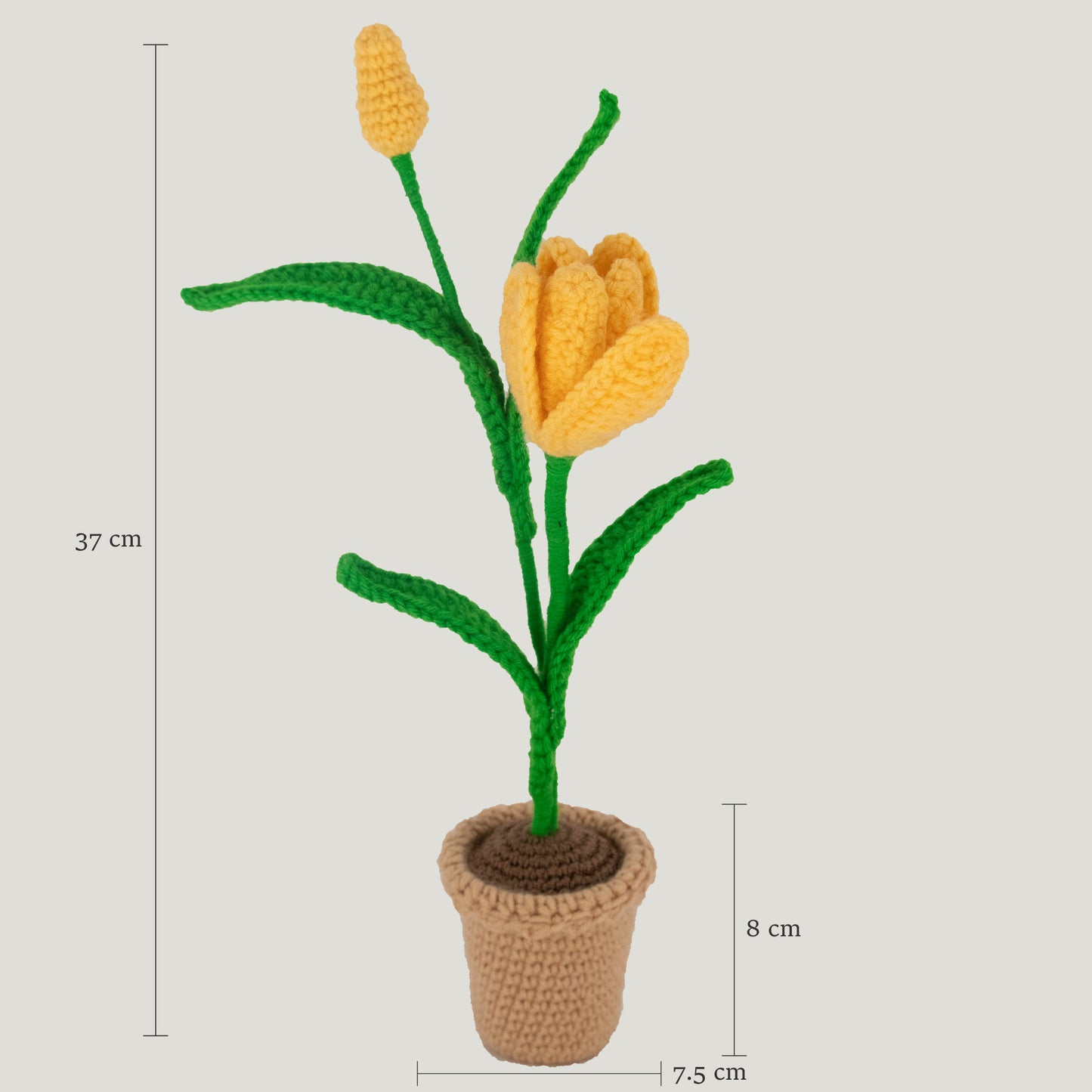 Yellow Crochet Tulip Flower Pot