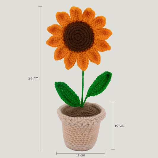 Crochet Sunflower Pot