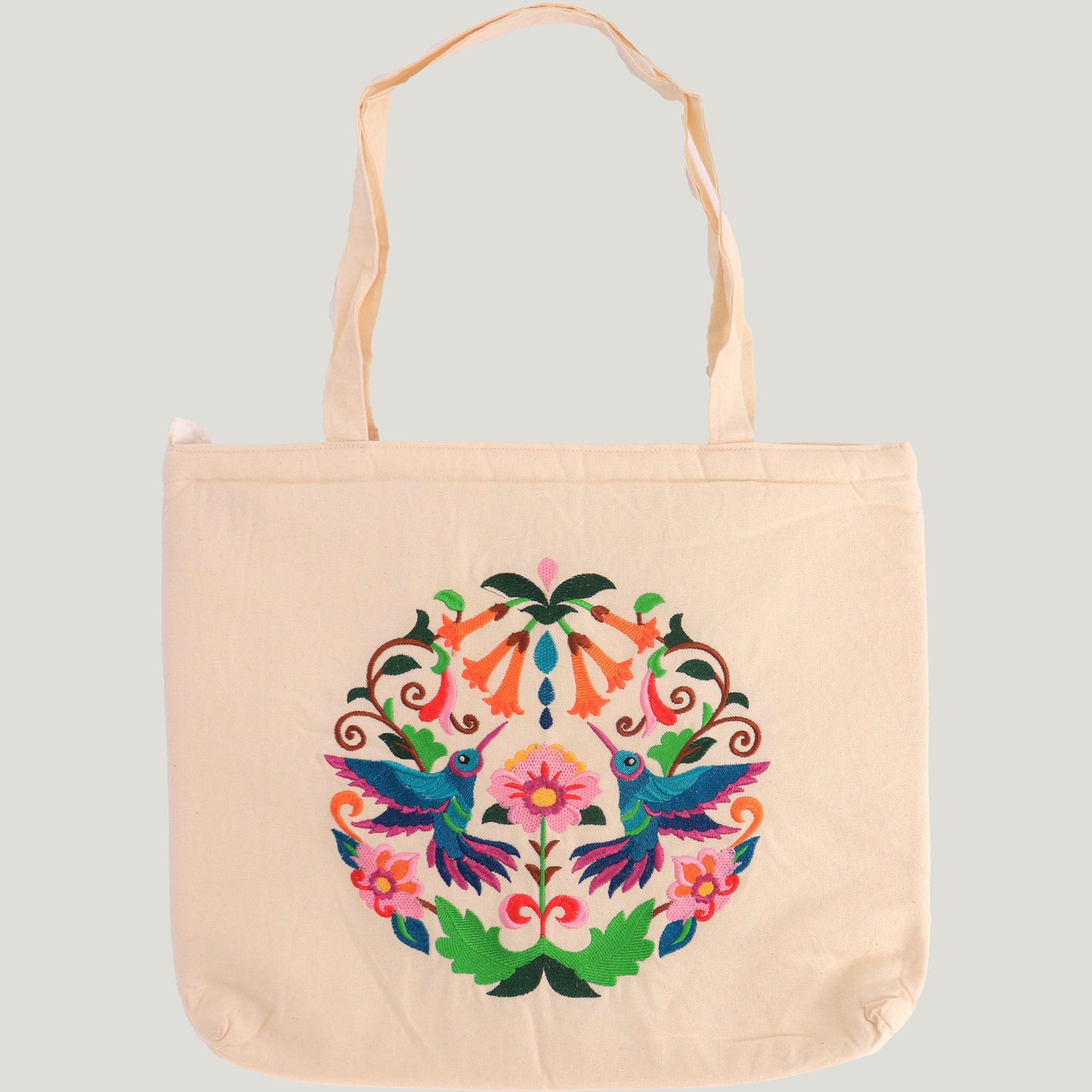 Embroidered Flowery Tote Bag
