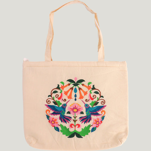 Embroidered Flowery Tote Bag