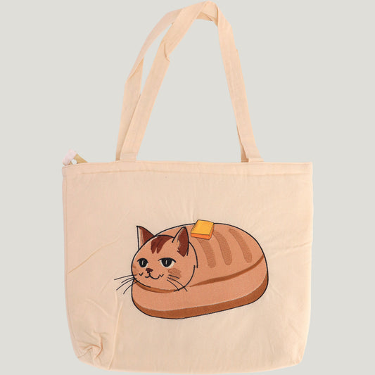 Embroidered Kitten baguette Tote Bag