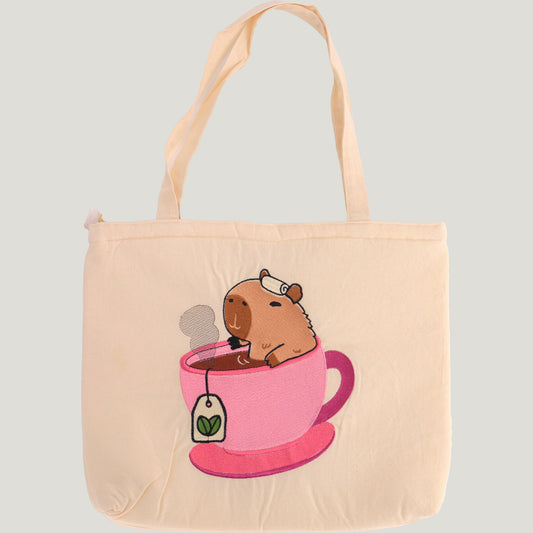 Embroidered Cabybara Tote Bag
