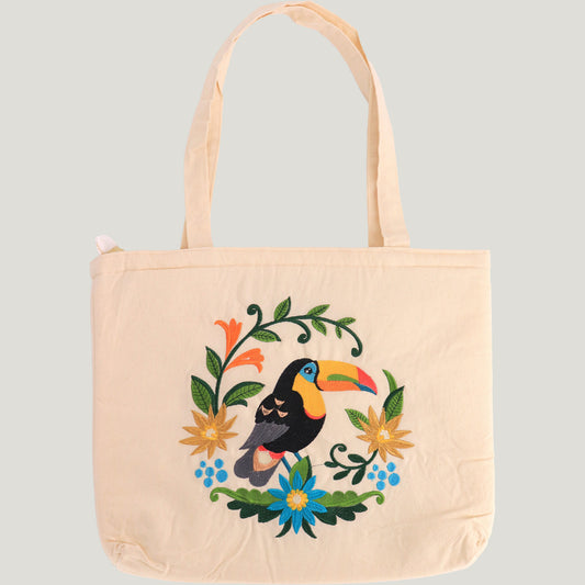 Embroidered Toucan Tote Bag