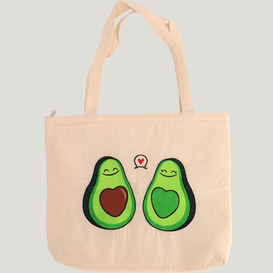 Embroidered Avocado Love Tote Bag