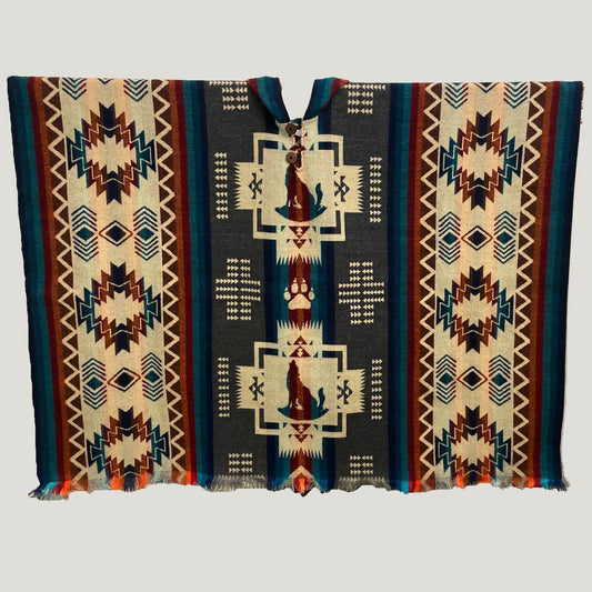 Chakana Wolf Pattern Poncho