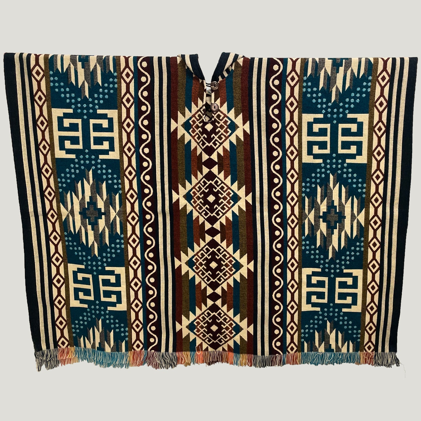 Dark Blue Infinity Andean Square Poncho