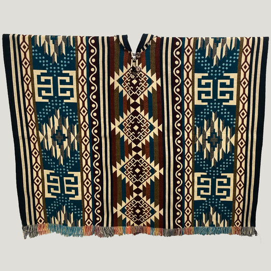 Dark Blue Infinity Andean Square Poncho