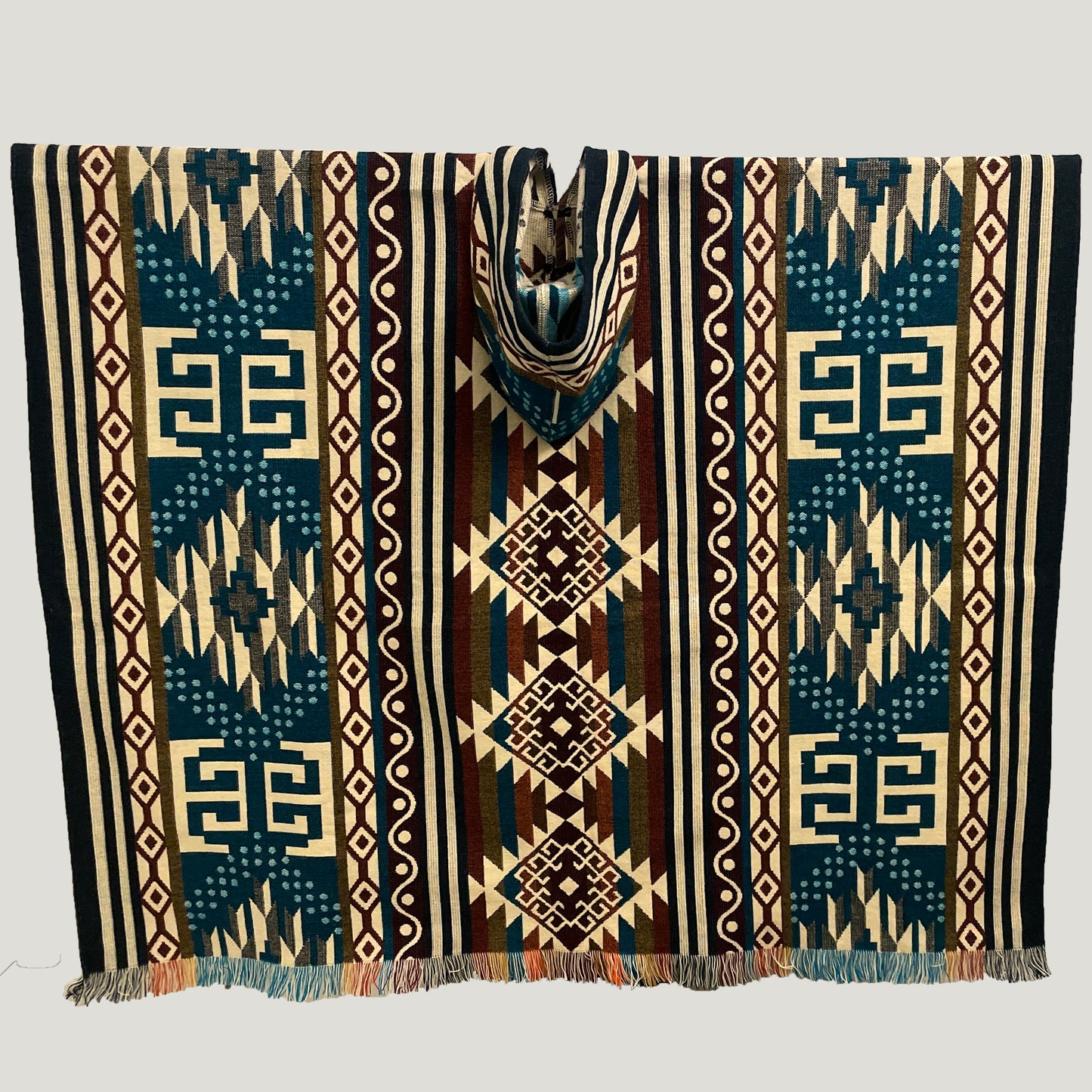 Dark Blue Infinity Andean Square Poncho