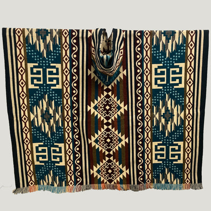 Dark Blue Infinity Andean Square Poncho