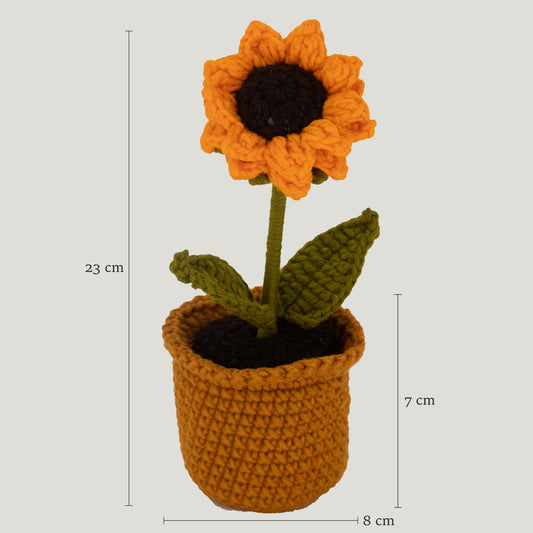 Small Crochet Sunflower Pot