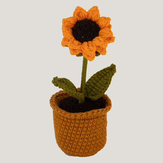 Small Crochet Sunflower Pot