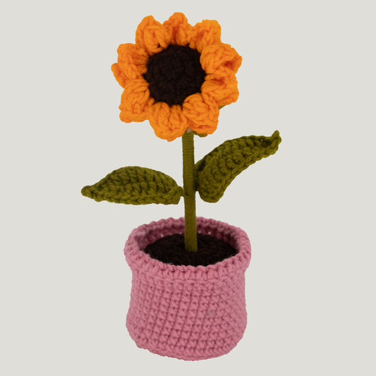 Small Crochet Sunflower Pot
