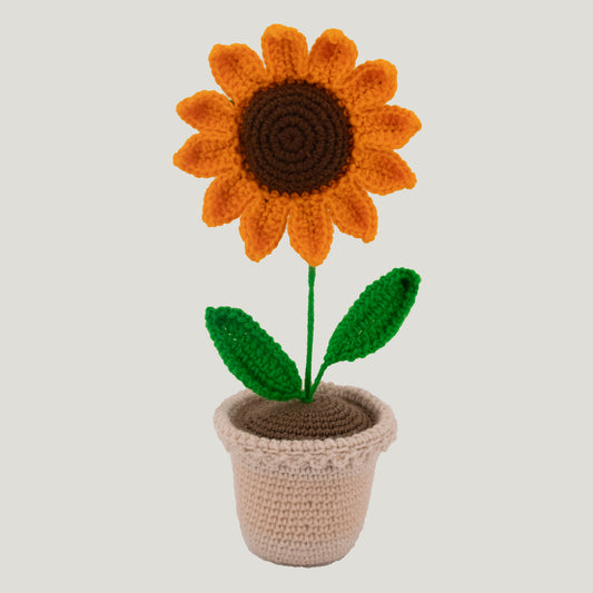 Crochet Sunflower Pot